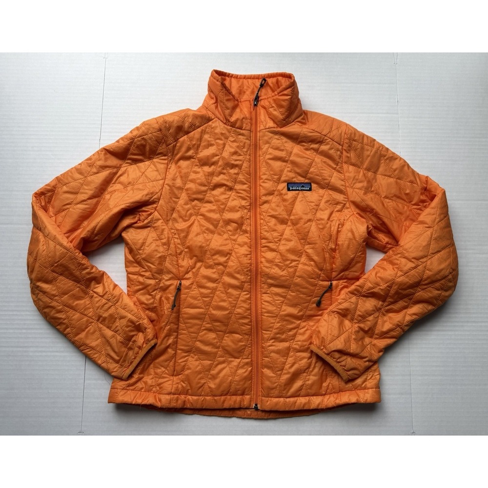 Patagonia Nano Puff Jacket Womens Small Orange Quilted Puffer Insulated Full Zip